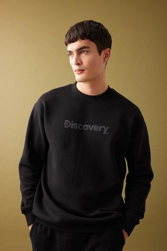 Discovery Channel Oversize Fit Bisiklet Yaka Kalın Sweatshirt