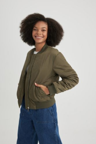 Khaki green bomber 2025 jacket womens