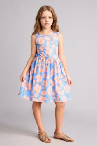 GIRLS & TEENS Blue Regular Fit Sleeveless Knitted Dress