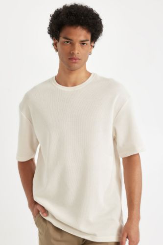 Comfort Regular Fit Rahat Kesim Bisiklet Yaka Kısa Kollu Ağır Kumaş Basic Düz Tişört