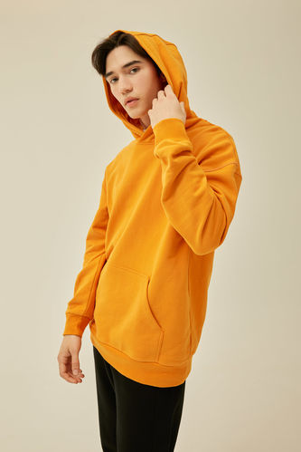 Comfort Fit Kapüşonlu Basic Sweatshirt