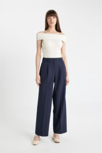 WOMAN NAVY High Waist Wide Leg Trousers