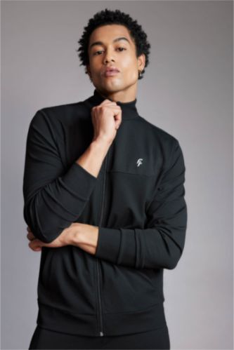 MAN Black DeFactoFit Standard Fit Zippered Premium Cardigan