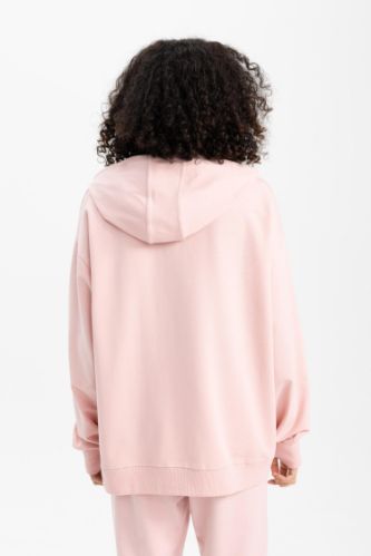 Pink WOMEN DeFactoFit Oversize Fit Hooded Sports Sweatshirt 3082330