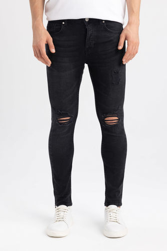 Pantalon Jean Skinny Coupe Confort avec Détails Déchirés