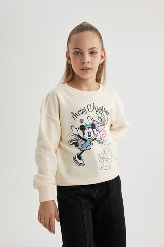 Kız Çocuk Disney Mickey Mouse &Friends Regular Fit Bisiklet Yaka Sweatshirt