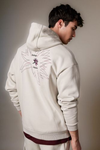 Oversize Fit Hooded Printed Sweatshirt