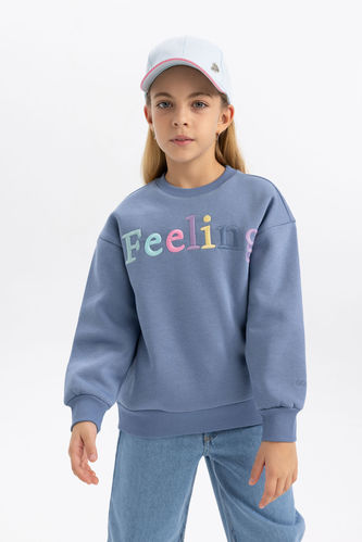 Girl Crew Neck Printed Soft Thick Sweatshirt