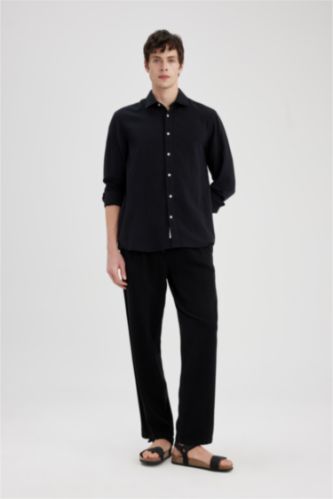 MAN Black Regular Fit Trousers