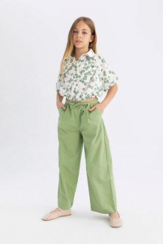 Girl Wide Leg Cotton Trousers