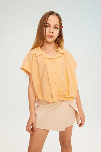 Kız Çocuk Crop Kısa Kollu Gömlek