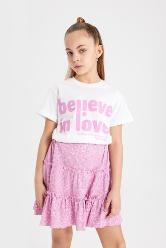 Girl Slogan Printed Short Sleeve T-Shirt