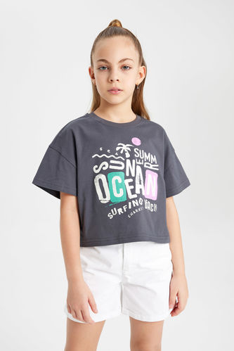 Girl Boxy Fit Printed Short Sleeve T-Shirt