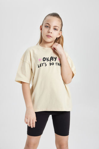 Girl Oversize Fit Printed Short Sleeve T-Shirt