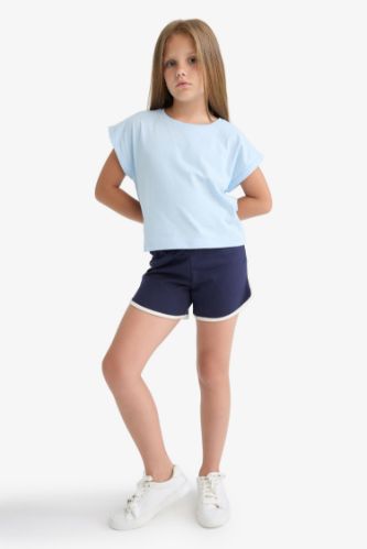 Kız Çocuk Beli Lastikli Basic Düz Şort