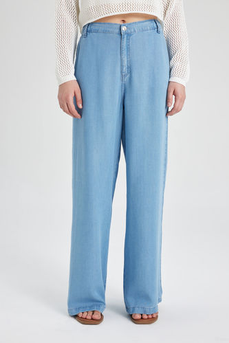 Pantalon Jean Large Taille Haute et Confortable à Jambes Larges