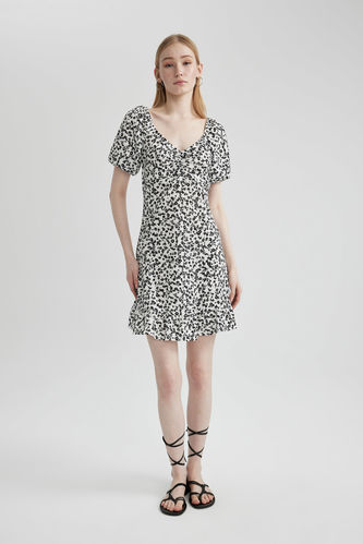 A Line Mini Short Sleeve Knitted Dress