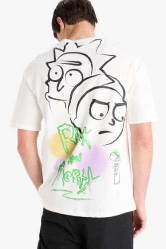 %100 Pamuk Rick and Morty Comfort Regular Fit Rahat Kalıp Bisiklet Yaka Kısa Kollu Tişört
