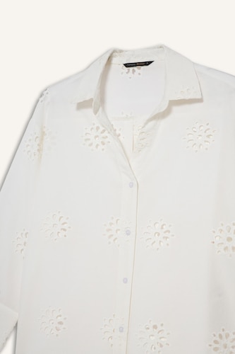 Oversize Shirt Collar brode Long Sleeve Shirt