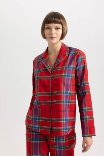 Fall in Love Pijama Yaka Flanel Casual Üst