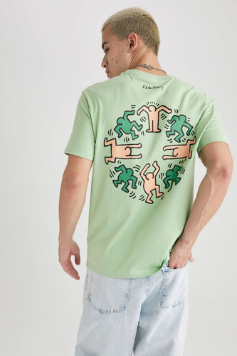 Regular Fit Keith Haring Licensed Crew Neck Printed T-Shirt