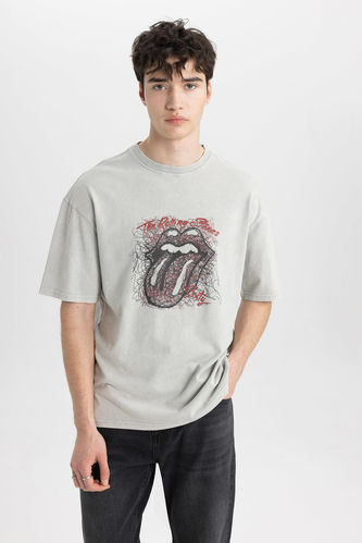 Comfort Fit Rolling Stones Licensed Crew Neck T-Shirt