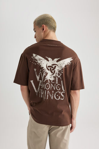 Comfort Fit Vikings Valhalla Crew Neck Printed T-Shirt
