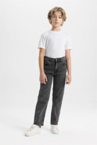 Straıght Fıt Yırtık Detaylı Düz Paça Jean Pantolon Erkek Çocuk