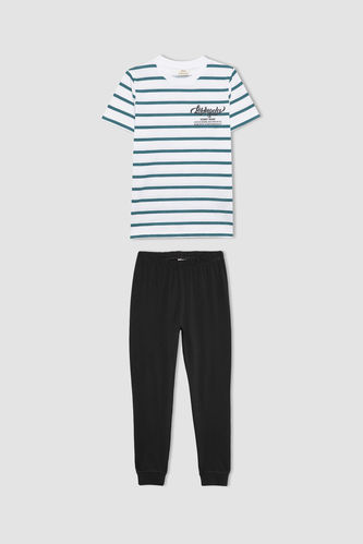Boy Striped Short Sleeve 2 Piece Pajama Set