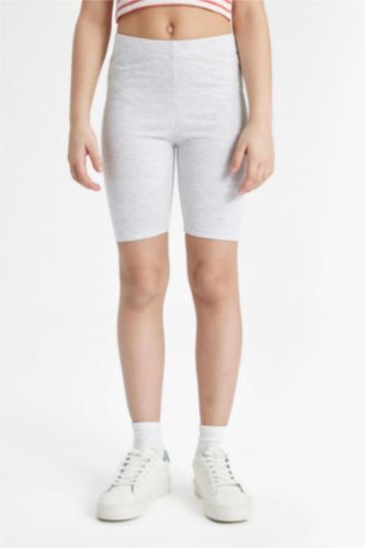 GIRLS & TEENS Light Grey Melange Girl Biker Short Leggings