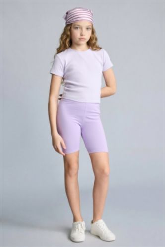 Kız Çocuk - Genç Kız Lila Kısa boy Tayt Kız Çocuk