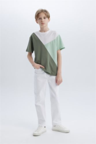 Erkek Çocuk - Genç Erkek Kırık Beyaz Straıght Fıt Basic Jean Pantolon Erkek Çocuk