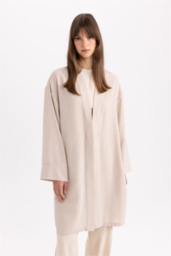 كيمونو ذو مظهر كتاني برقبة V