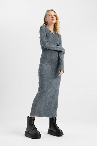 Сукня з довгим рукавом макси Сукня-Бодікон з круглим вирізом Камзол