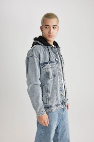 Jean jacket white hoodie best sale