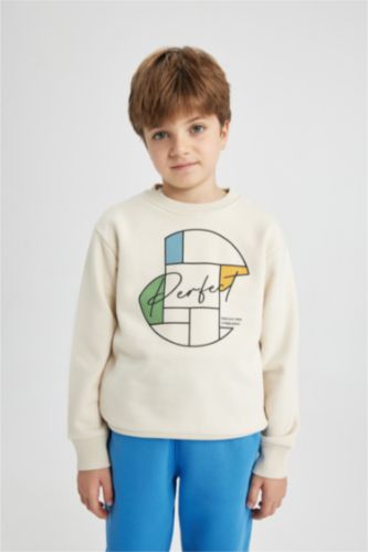 BOYS & TEENS Stone Boy Crew Neck Printed Thick Sweatshirt