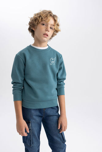 Boy Printed Crew Neck Thick Sweatshirt