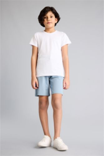 BOYS & TEENS Blue Boy Regular Fit Sweatshirt Fabric Shorts