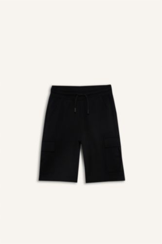Boys & Teens Black Regular Fit Shorts