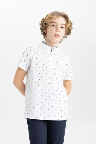 Рубашка стандартного кроя с воротником-стойка для мальчиков