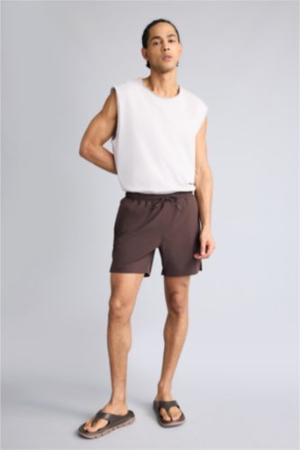 Мужчины Коричневый Пляжные шорты из эластичной ткани