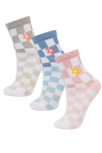 Kadın 3'lü Pamuklu Soket Çorap
