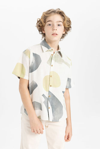 Erkek Çocuk Oversize Fit Polo Yaka Kısa Kollu Gömlek