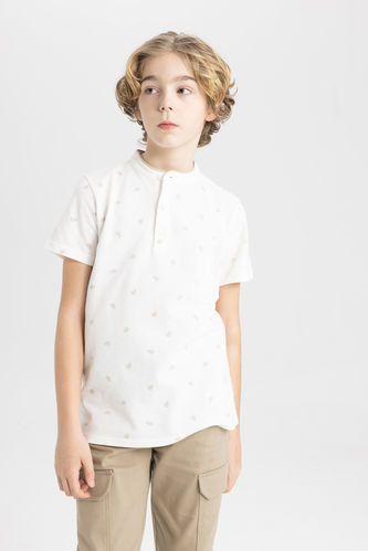 Boy High Collar Pique Short Sleeve Polo T-Shirt