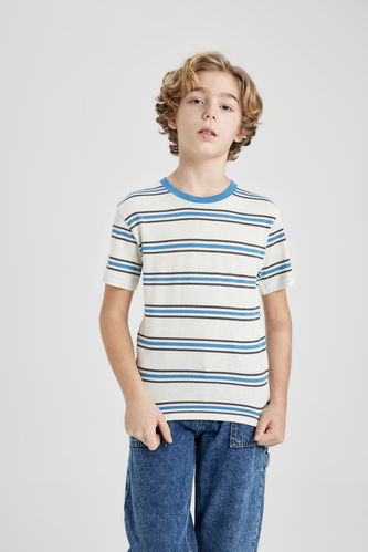 Boy Regular Fit Crew Neck Striped Short Sleeve T-Shirt