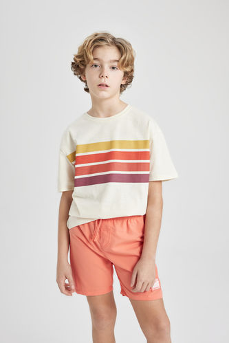 Boy Oversize Fit Crew Neck Striped T-Shirt