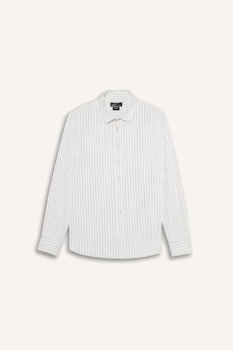 Slim Fit Polo Collar Striped Long Sleeve Shirt
