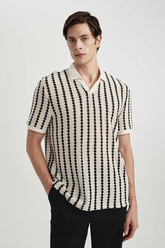 Regular Fit Resort Neck Knitting Look Polo T-Shirt
