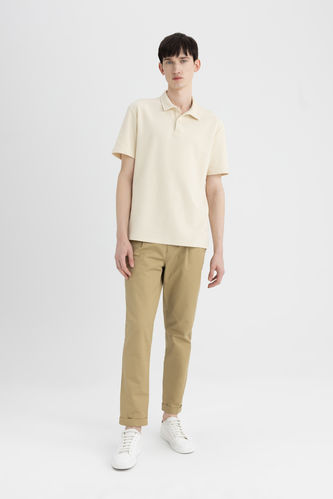 Tapered Fit Double Hem Twill Trousers