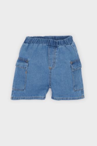 Erkek Bebek Beli Lastikli Cepli Jean Şort